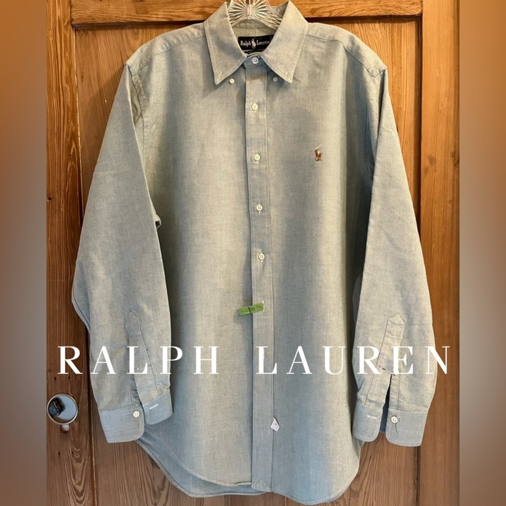 Ralph Lauren Green/White Pinpoint Button Down Dress Shirt 16.5x35